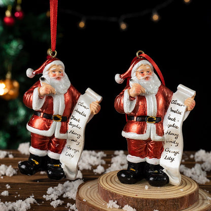 Santa Claus Christmas Ornament - Resin Figurine with Customizable Name List, 10cm Festive Decoration - casaculinary