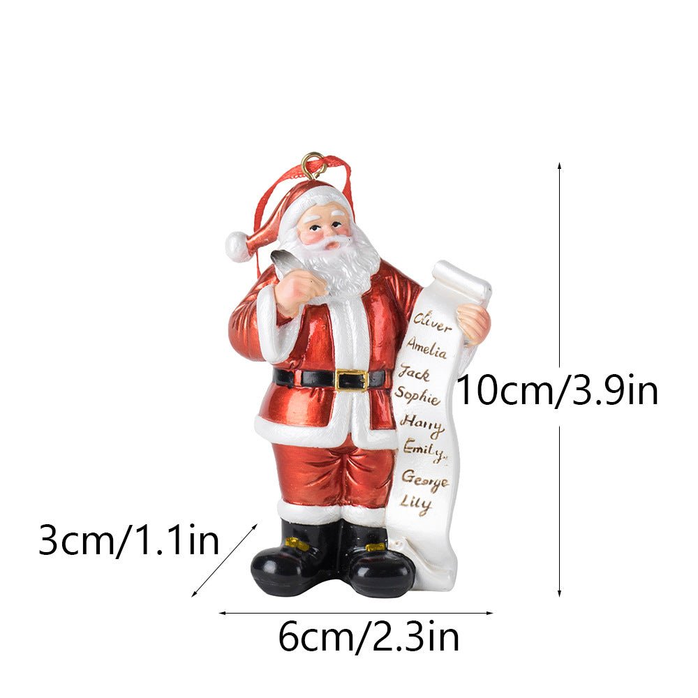 Santa Claus Christmas Ornament - Resin Figurine with Customizable Name List, 10cm Festive Decoration - casaculinary