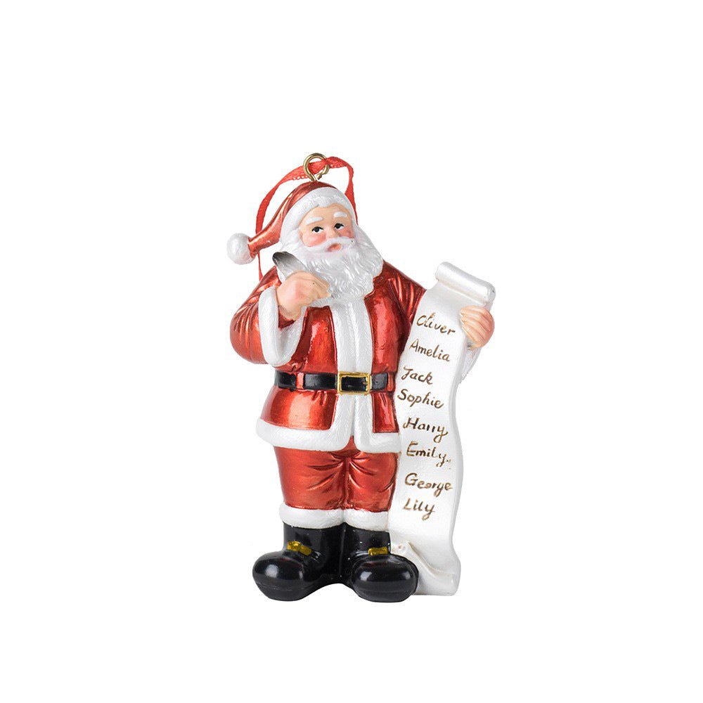 Santa Claus Christmas Ornament - Resin Figurine with Customizable Name List, 10cm Festive Decoration - casaculinary