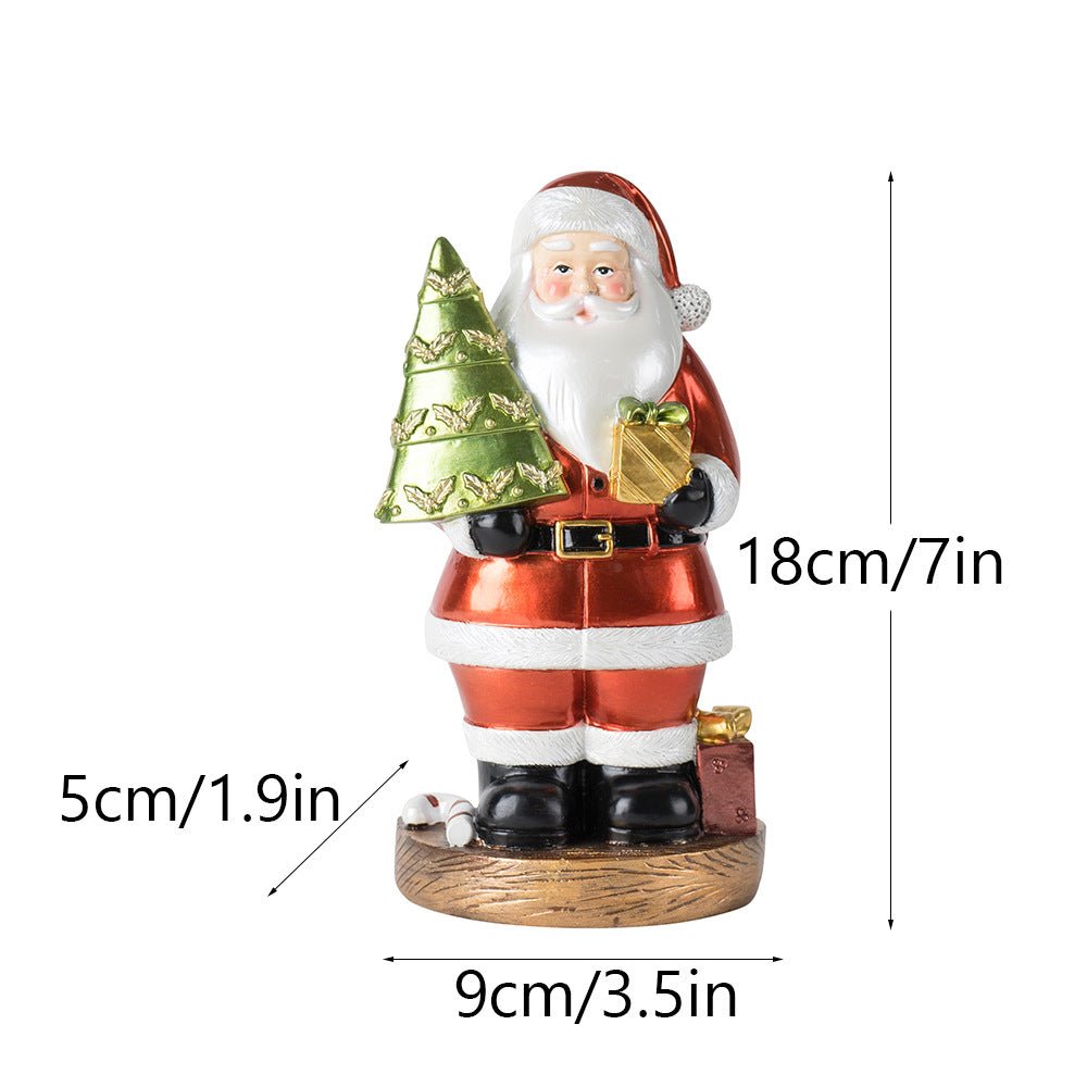 Santa Claus Figurine with Christmas Tree - 18cm Festive Resin Christmas Decoration - casaculinary