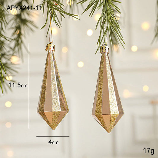 Set of 10 Christmas Ornaments - Gold & Rose Gold Holiday Tree Decorations - casaculinary