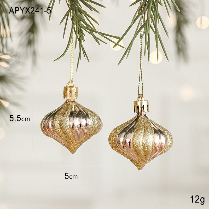 Set of 10 Christmas Ornaments - Gold & Rose Gold Holiday Tree Decorations - casaculinary