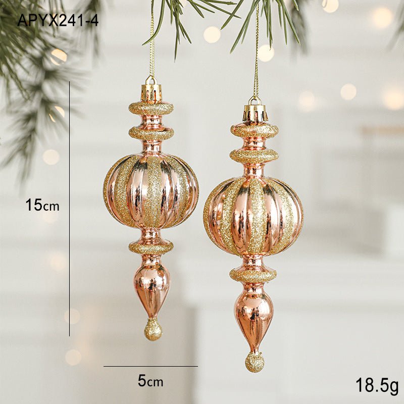 Set of 10 Christmas Ornaments - Gold & Rose Gold Holiday Tree Decorations - casaculinary