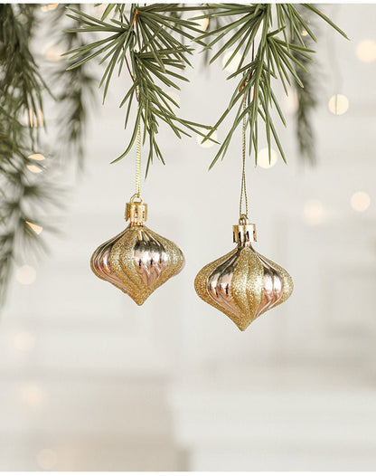 Set of 10 Christmas Ornaments - Gold & Rose Gold Holiday Tree Decorations - casaculinary