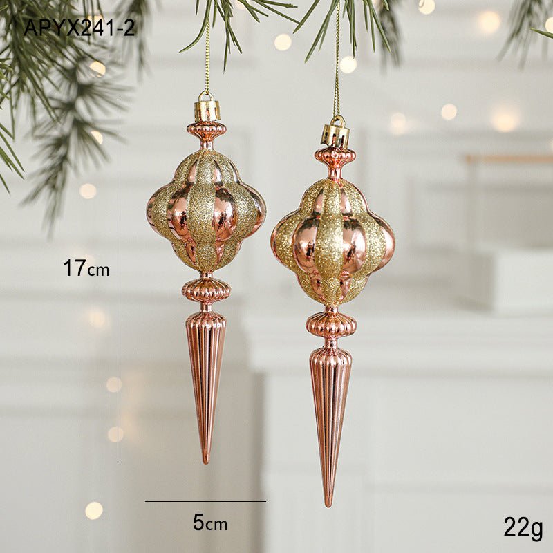 Set of 10 Christmas Ornaments - Gold & Rose Gold Holiday Tree Decorations - casaculinary