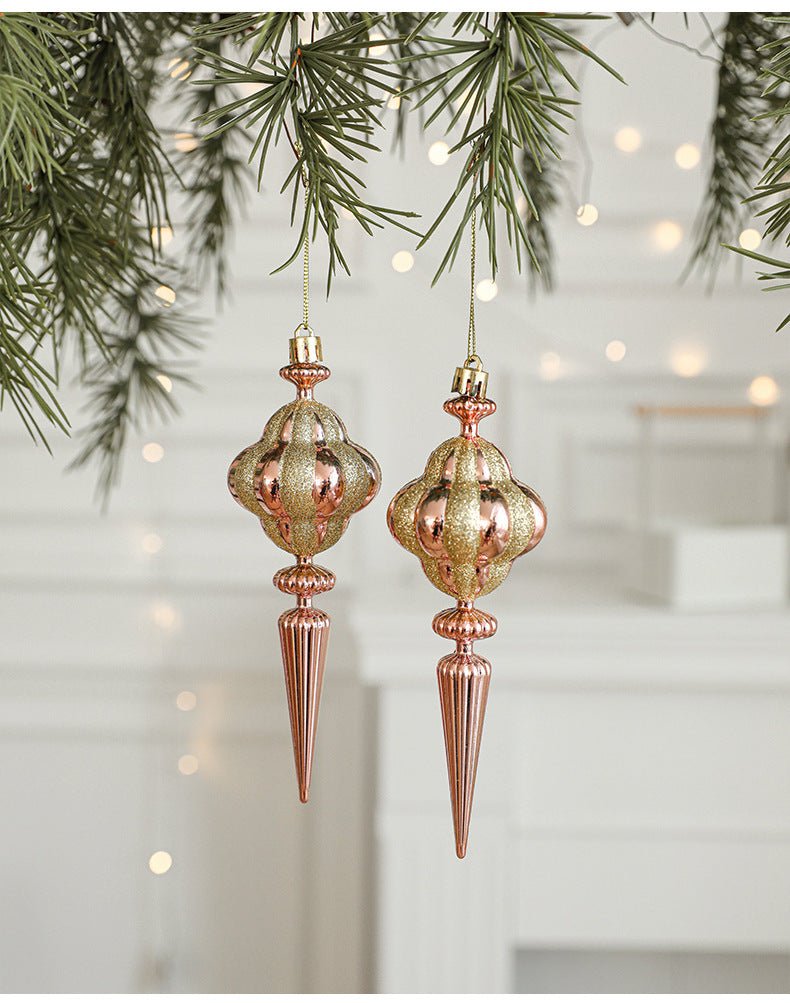 Set of 10 Christmas Ornaments - Gold & Rose Gold Holiday Tree Decorations - casaculinary