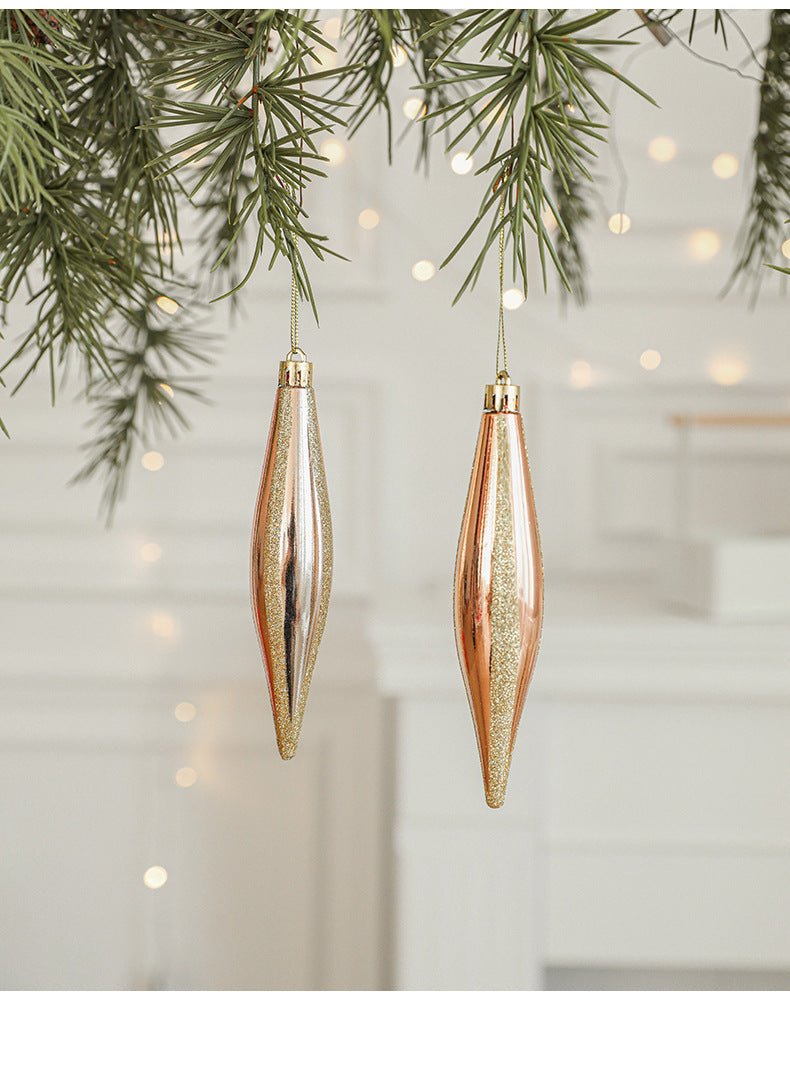 Set of 10 Christmas Ornaments - Gold & Rose Gold Holiday Tree Decorations - casaculinary