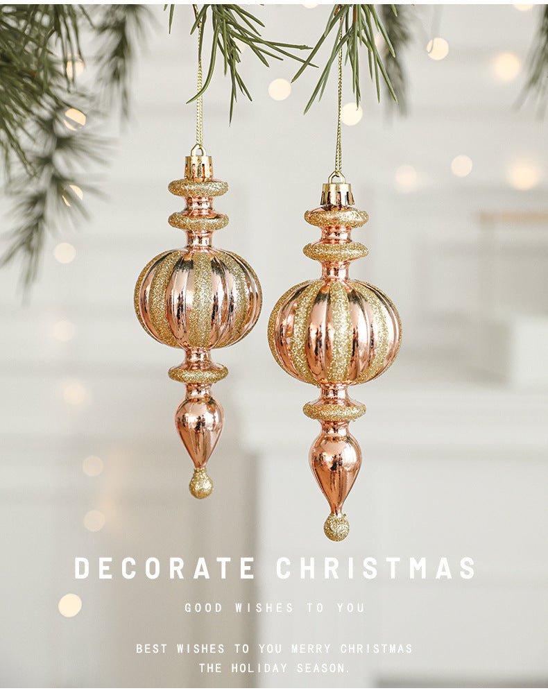 Set of 10 Christmas Ornaments - Gold & Rose Gold Holiday Tree Decorations - casaculinary