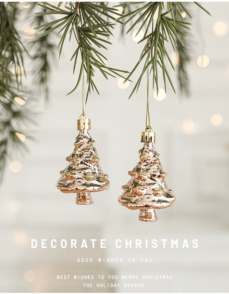 Set of 10 Christmas Ornaments - Gold & Rose Gold Holiday Tree Decorations - casaculinary