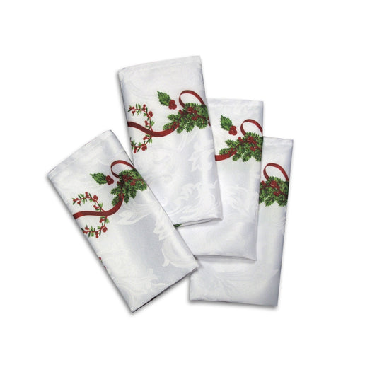 Set of 4 Ornate Christmas Xmas Festival Jacquard Napkins 