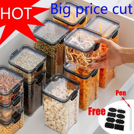 Sets of Stackable Kitchen Sealed Plastic Food Storage Jar 