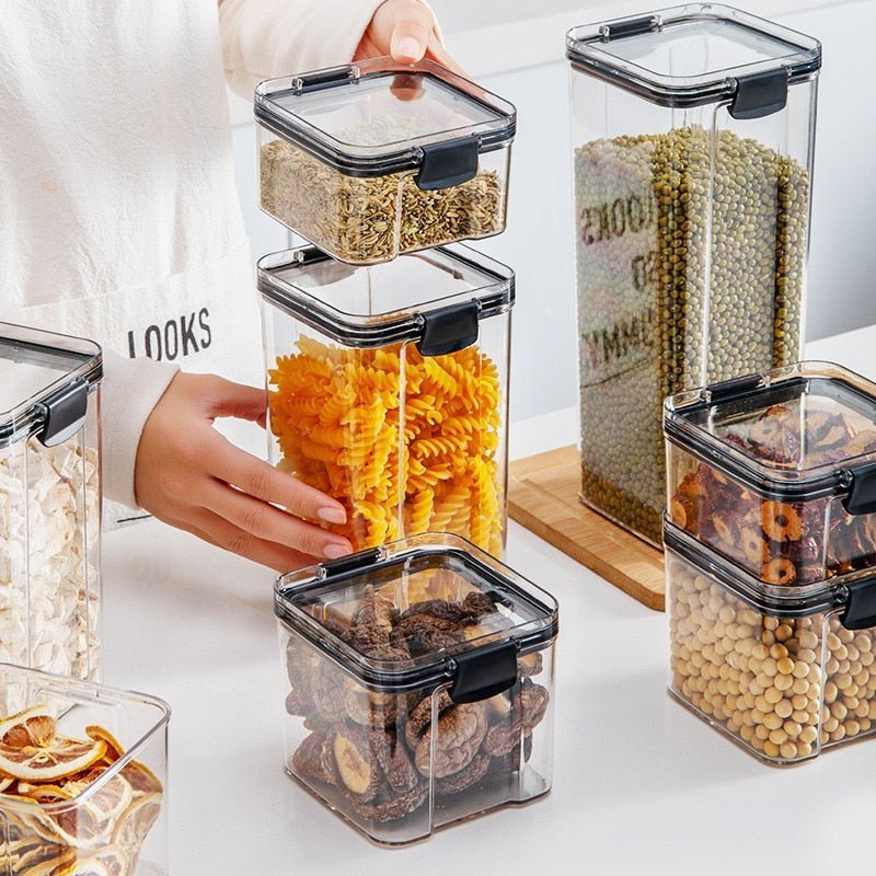 Sets of Stackable Kitchen Sealed Plastic Food Storage Jar 