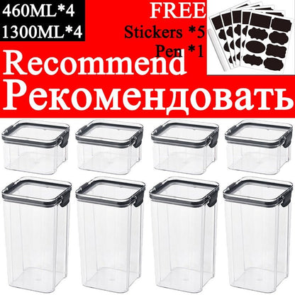 Sets of Stackable Kitchen Sealed Plastic Food Storage Jar 