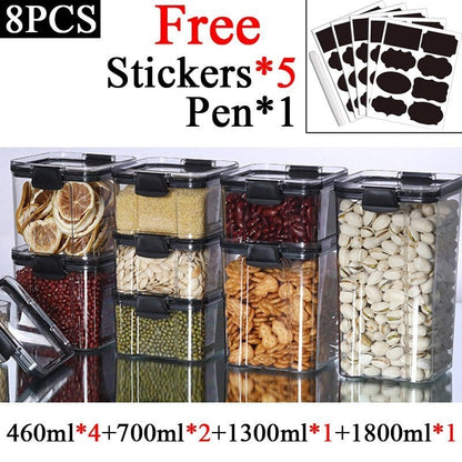 Sets of Stackable Kitchen Sealed Plastic Food Storage Jar 