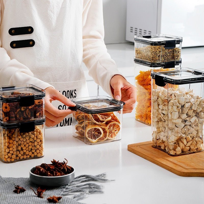 Sets of Stackable Kitchen Sealed Plastic Food Storage Jar 