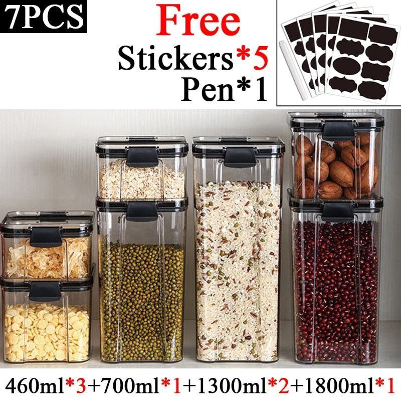 Sets of Stackable Kitchen Sealed Plastic Food Storage Jar 