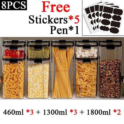 Sets of Stackable Kitchen Sealed Plastic Food Storage Jar 