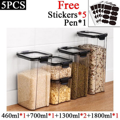 Sets of Stackable Kitchen Sealed Plastic Food Storage Jar 