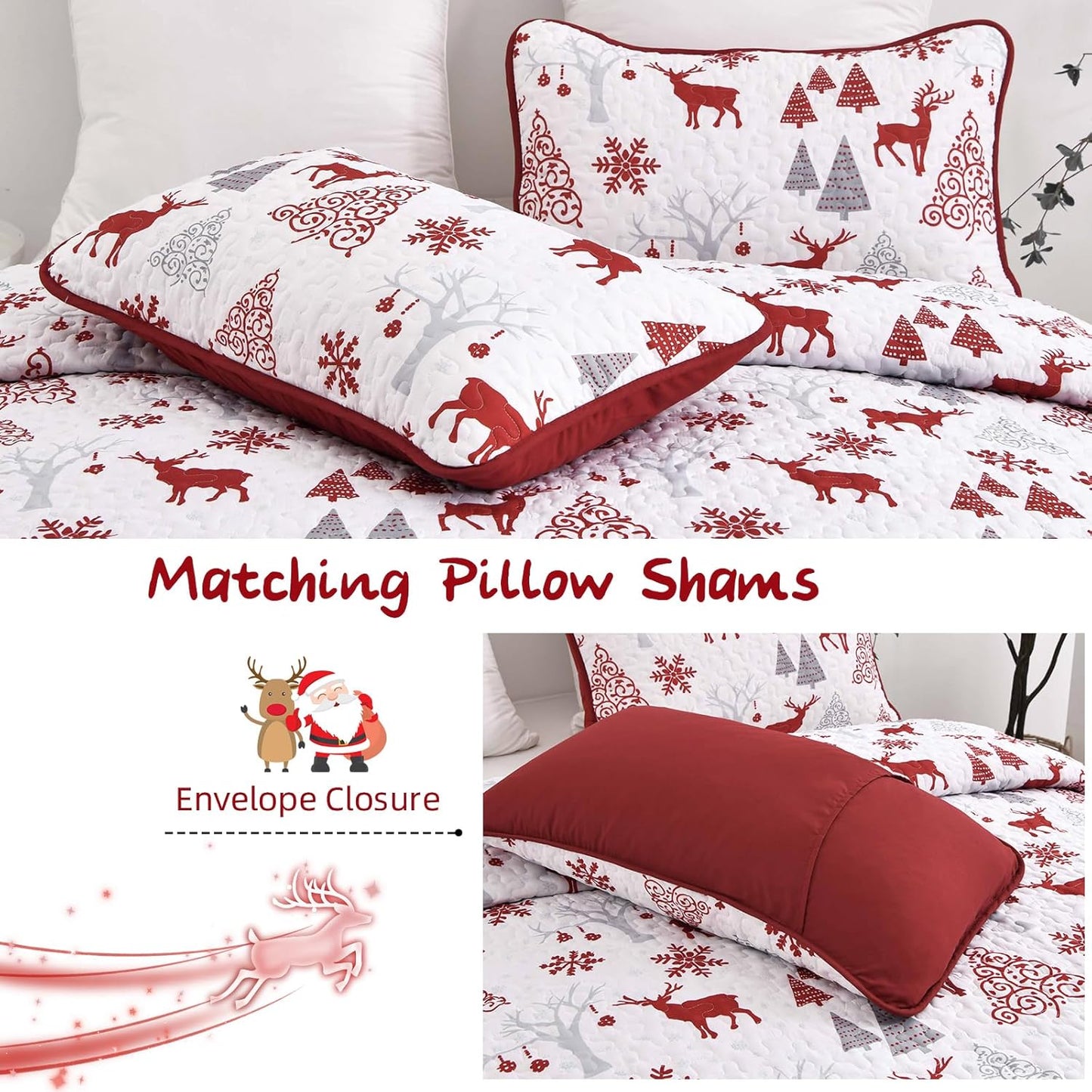 Snowflake Pattern nordic Christmas Queen Bedspread Set - casaculinary