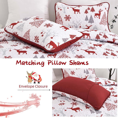 Snowflake Pattern nordic Christmas Queen Bedspread Set - casaculinary