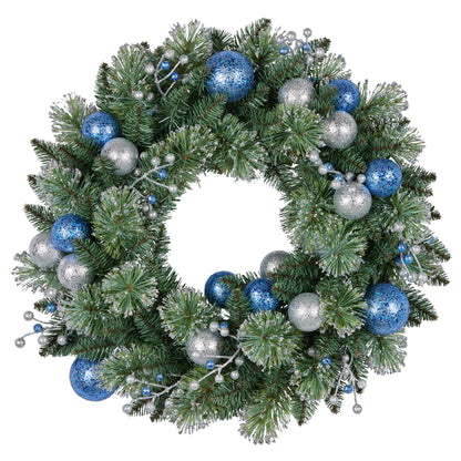 Swishmas 61cm Blue Collection Multicolour Pre - Lit Christmas Wreath - casaculinary