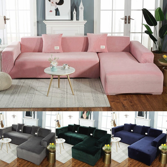 Velvet L Shaped: Sofa Cover For Living Room 