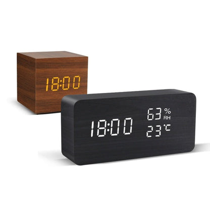 Voice Control LED Alarm Clock: Wooden Watch Digital Wood Table Desperado Clock 