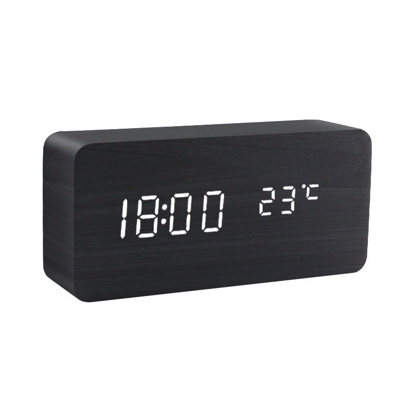 Voice Control LED Alarm Clock: Wooden Watch Digital Wood Table Desperado Clock 