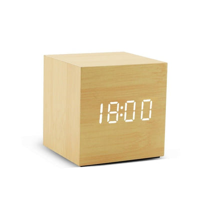 Voice Control LED Alarm Clock: Wooden Watch Digital Wood Table Desperado Clock 