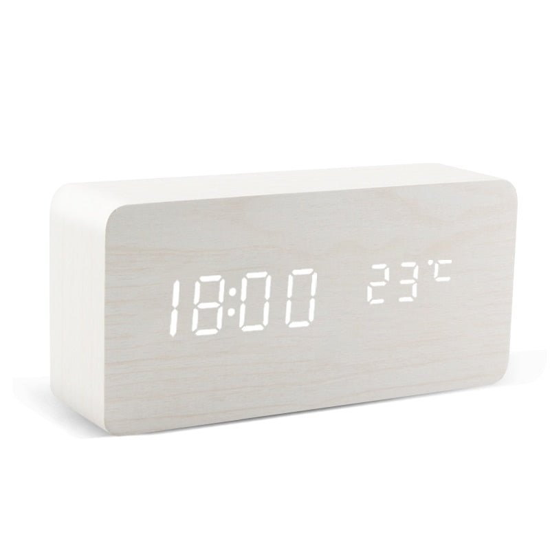 Voice Control LED Alarm Clock: Wooden Watch Digital Wood Table Desperado Clock 