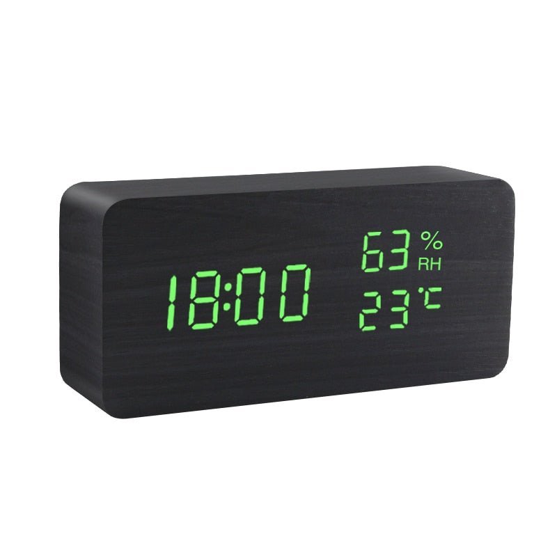 Voice Control LED Alarm Clock: Wooden Watch Digital Wood Table Desperado Clock 