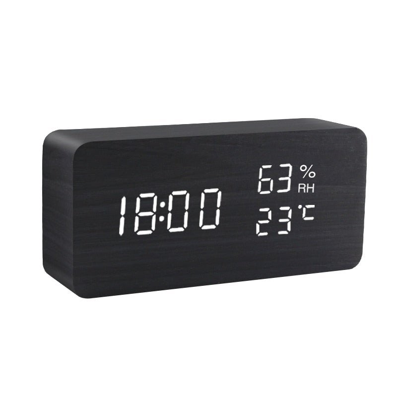 Voice Control LED Alarm Clock: Wooden Watch Digital Wood Table Desperado Clock 