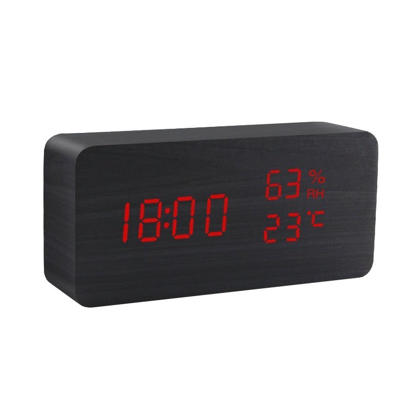 Voice Control LED Alarm Clock: Wooden Watch Digital Wood Table Desperado Clock 