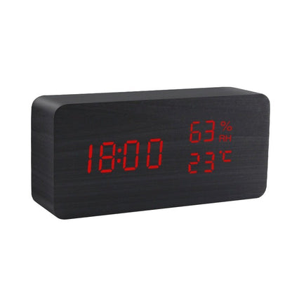 Voice Control LED Alarm Clock: Wooden Watch Digital Wood Table Desperado Clock 