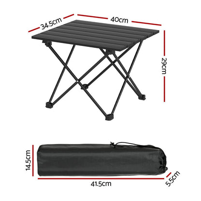 Weisshorn Folding Camping Table 40CM Roll Up Outdoor Picnic BBQ Aluminium Desk 