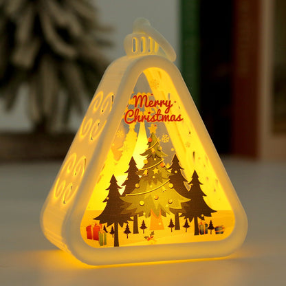 White Christmas tree Charming Christmas Scene Mini Lanterns (Set of 3) - Battery Operated LED Lights for a Cozy Holiday Glow - casaculinary