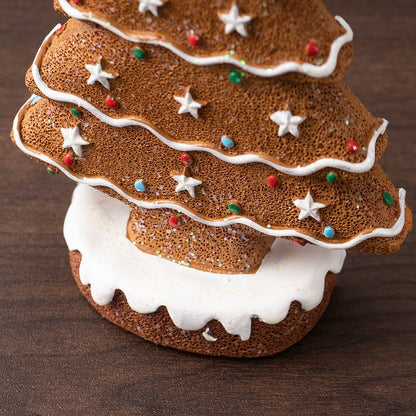 Yellow Charming Gingerbread Christmas Tree Figurine - Festive Resin Holiday Table Decor Ornament - casaculinary